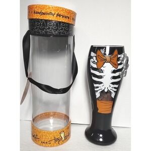 Top Shelf Halloween Dracula Skeleton Beer Glass Hand Painted Novelty 24 Ounces
